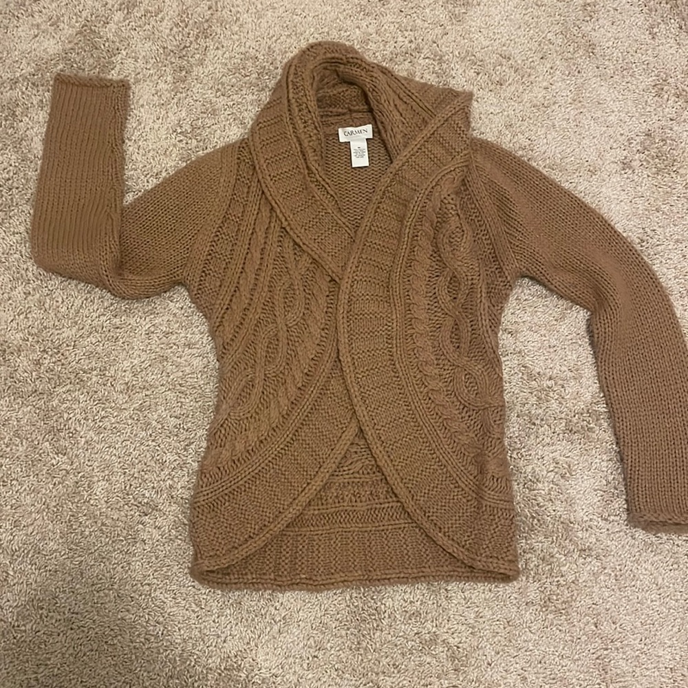 Carmen Marc Valvo Medium Wool Cardigan